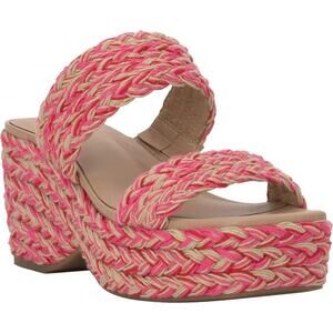 On 34th Womens Norina Raffia Open Toe Strappy Platform Sandals Pink 6.5 M